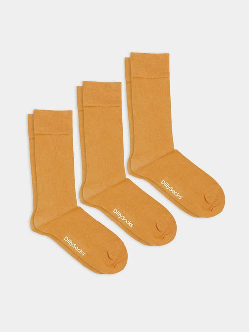 dilly socks Notre jeux de chaussettes: Smooth Golden Yellow (pack de 3)