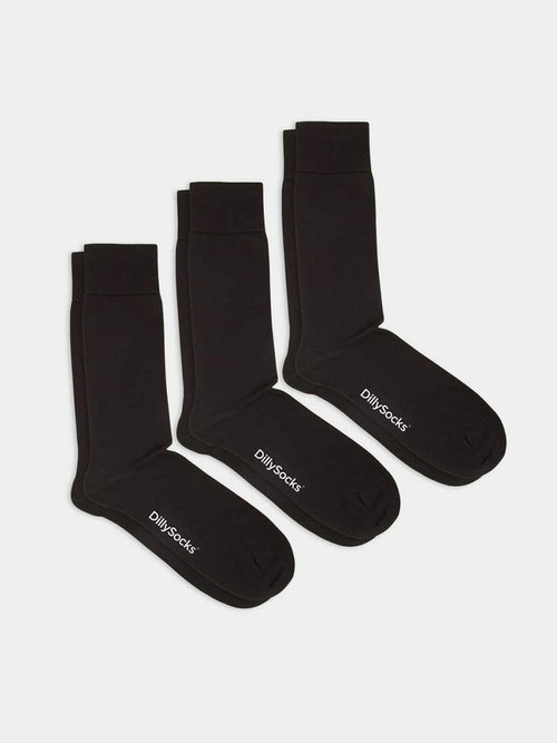 dilly socks Notre jeux de chaussettes: Smooth Night Black (pack de 3)