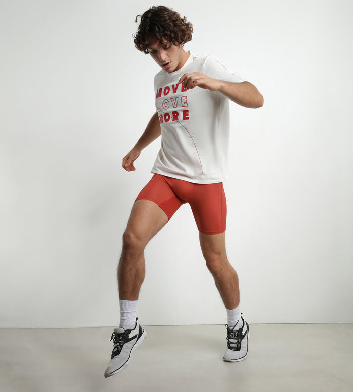 Dim Boxer De Sport Long Homme En Microfibre Et Mesh Rouge Alerte Dim Move