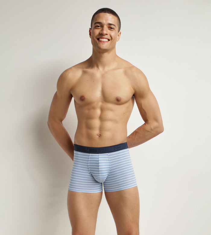 dim Boxer homme en coton stretch Bleu à rayures Dim Fancy
