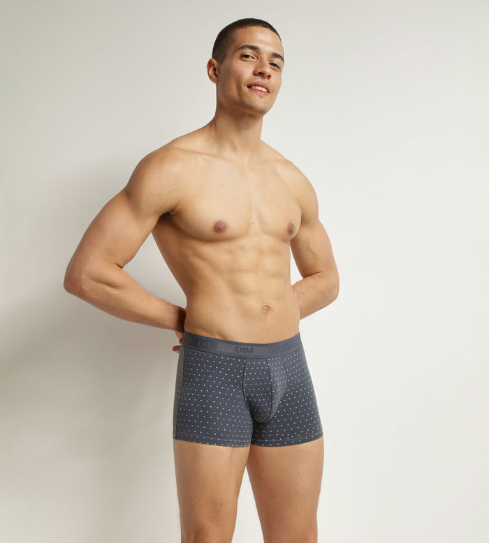 dim Boxer homme en coton stretch Lavande à pois Dim Fancy