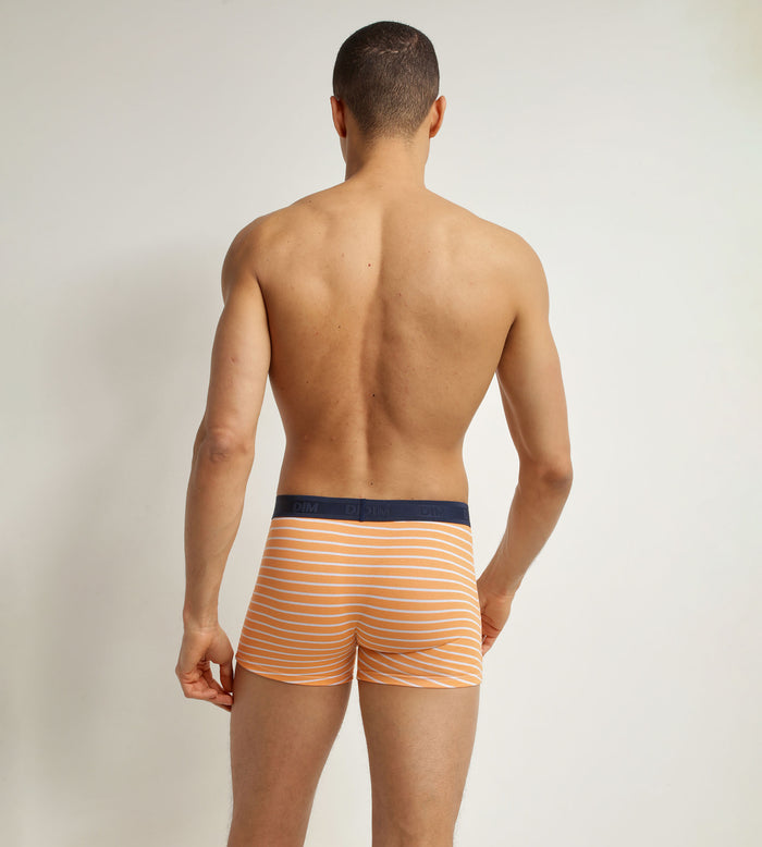Dim Boxer Homme En Coton Stretch Orange à Rayures Dim Fancy