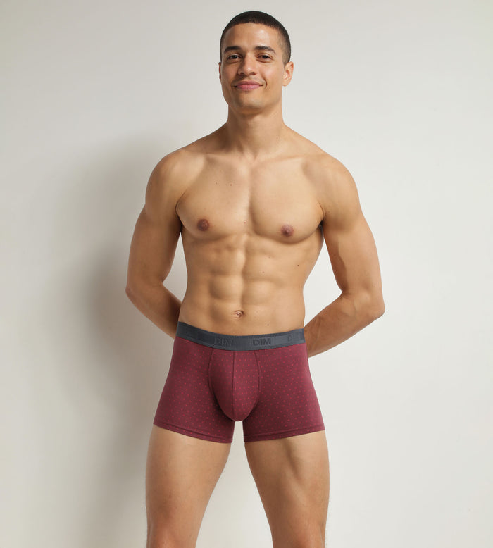 dim Boxer homme en coton stretch Rubis à pois Dim Fancy