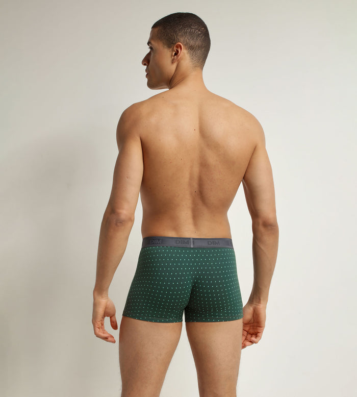 Dim Boxer Homme En Coton Stretch Vert à Pois Dim Fancy