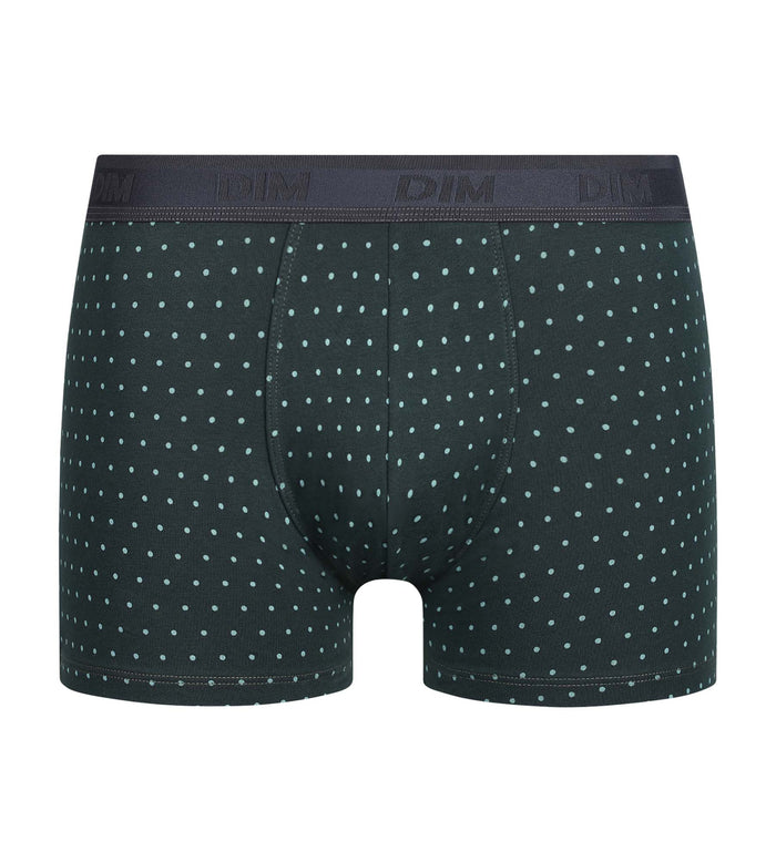 Dim Boxer Homme En Coton Stretch Vert à Pois Dim Fancy