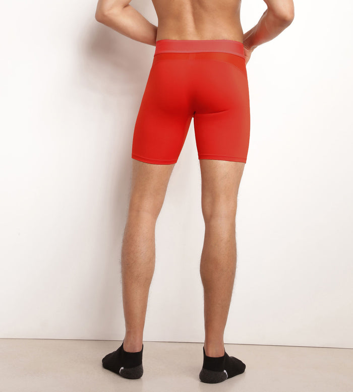 Dim Boxer Long Homme En Microfibre Et Mesh Rouge Dim Move
