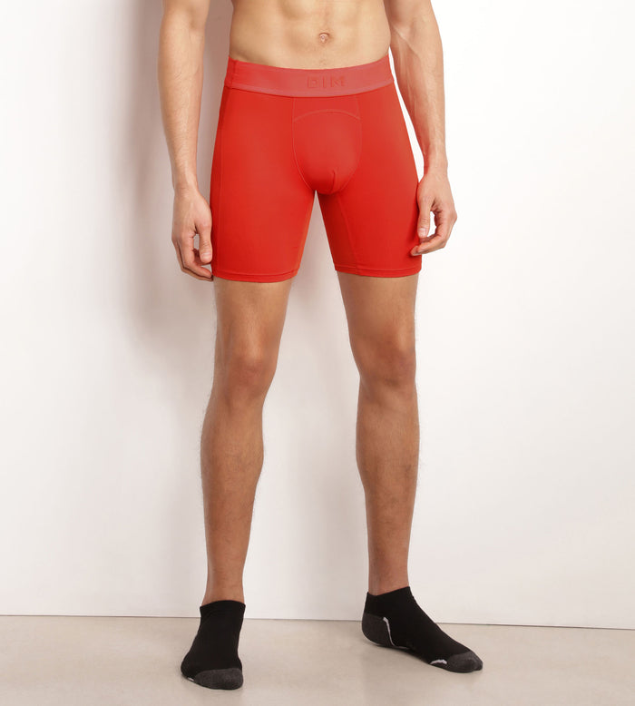 dim Boxer long homme en microfibre et mesh Rouge Dim Move