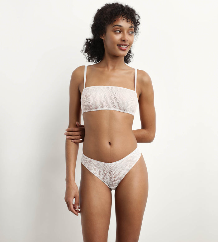 Dim Bralette Sans Armature En Dentelle Graphique Nacre Mod De Dim