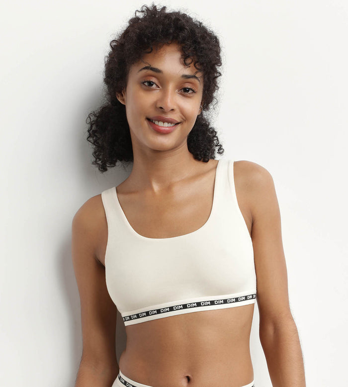 dim Brassière crop top Beige sans armature en modal polyamide Dim Icons Seamless
