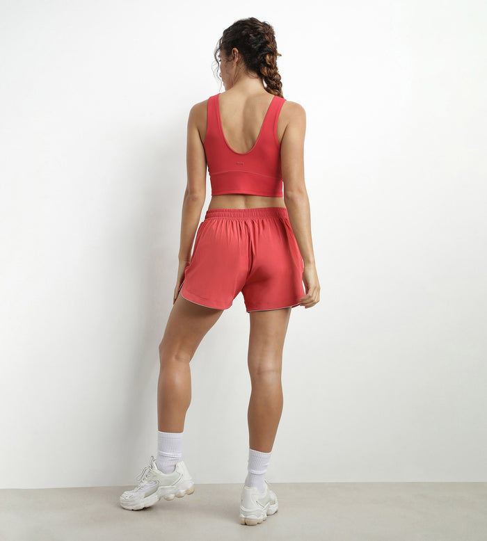 Dim Brassière Longue En Microfibre Sculptante Rouge Dim Move