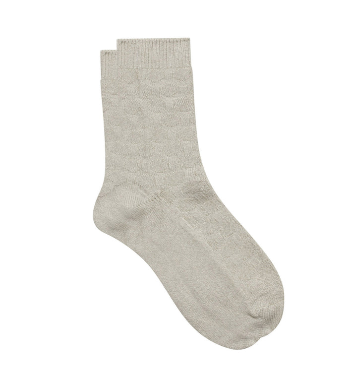 Dim Chaussette Femme En Bambou Imprimé Cercles Beige Chiné Coton Style
