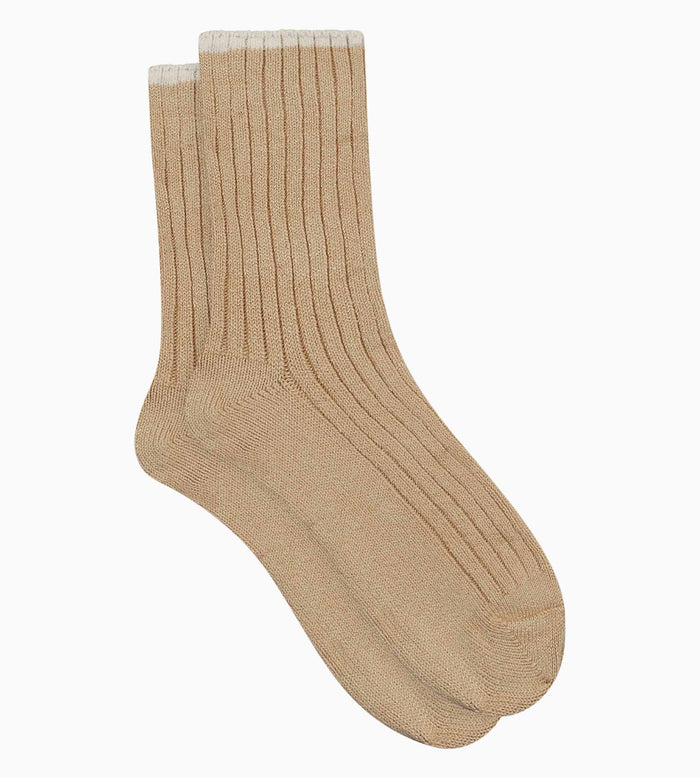 Dim Chaussettes Femme En Maille Côtelée Unie Beige Vanille Dim Bambou
