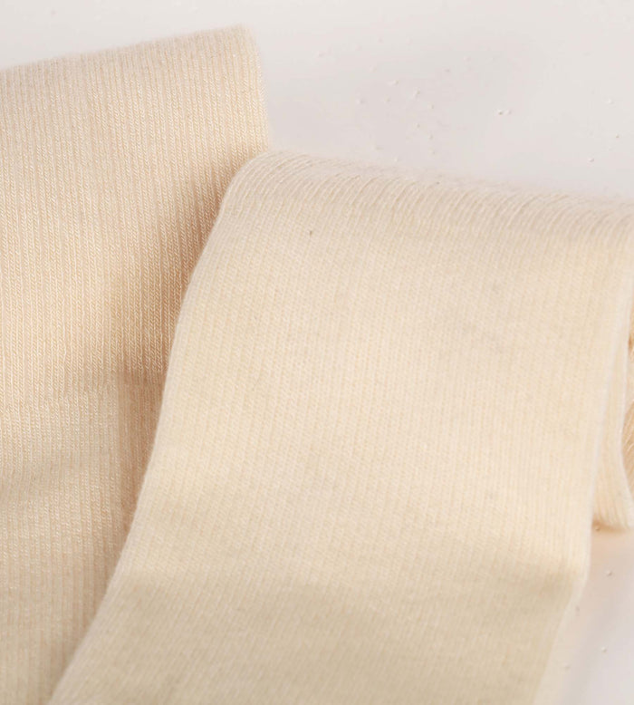 Dim Chaussettes Maxi Hautes Pour Femme En Coton Côtelé Crème Dim