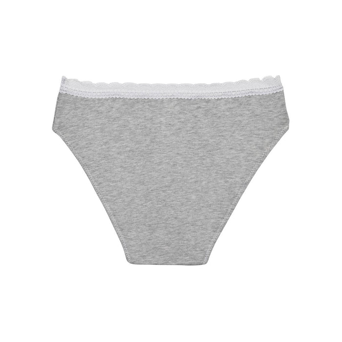 Dim Culotte Fille Coton Stretch à Ceinture Dentelle Gris Chiné Dim Trendy