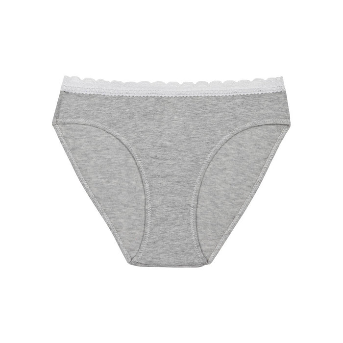 dim Culotte fille coton stretch à ceinture dentelle Gris Chiné Dim trendy