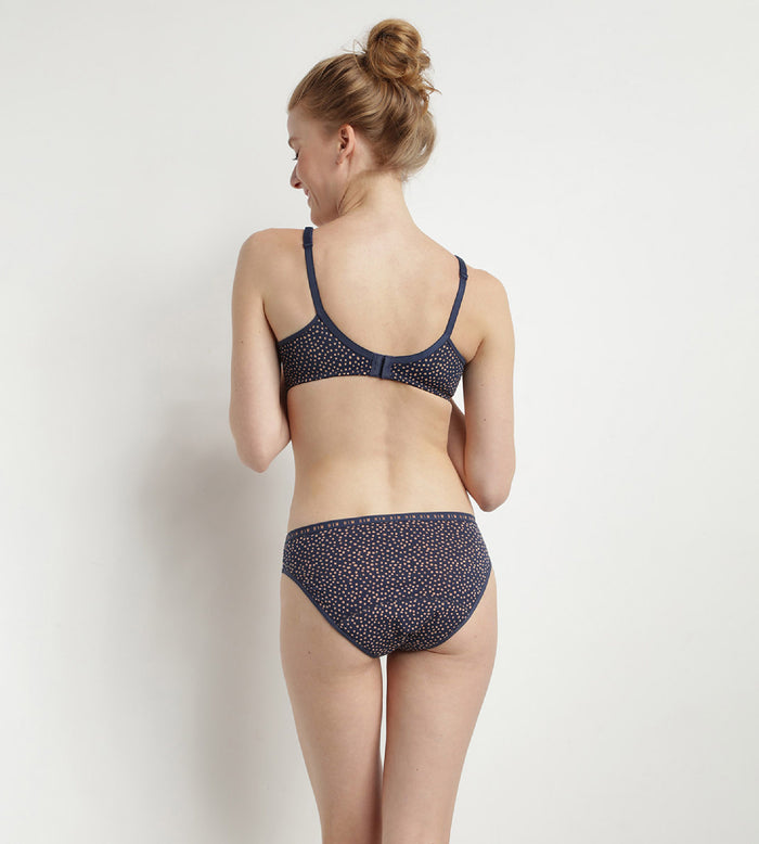 Dim Culotte Menstruelle En Coton Bio Et Pois Indigo Flux Moyen Dim Protect