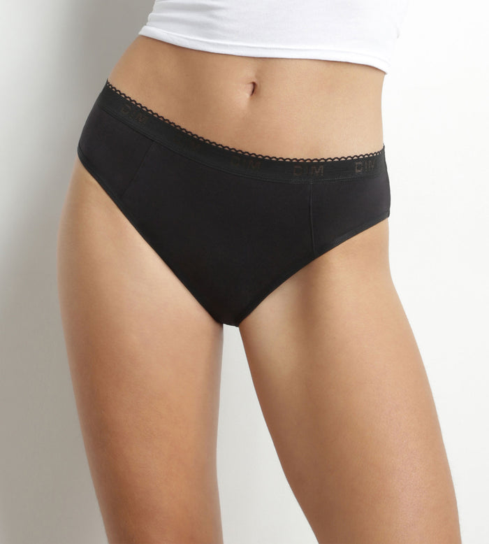 dim Culotte menstruelle lavable en coton bio noir Flux abondant Dim Protect