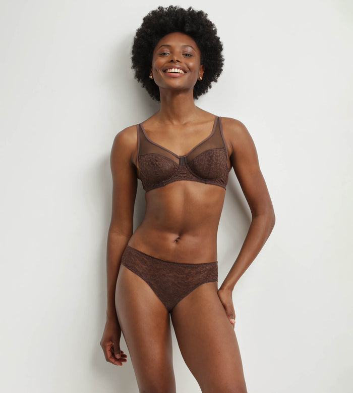 Dim Culotte Midi En Dentelle Léopard Chocolat Dim Generous Édition Limitée