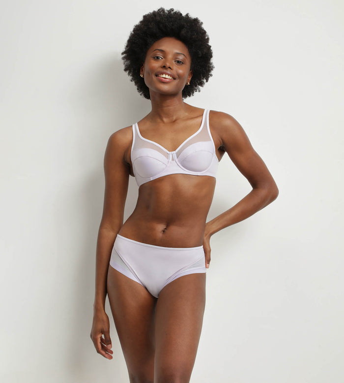 Dim Culotte Midi En Microfibre Et Tulle Violet Gris Dim Generous