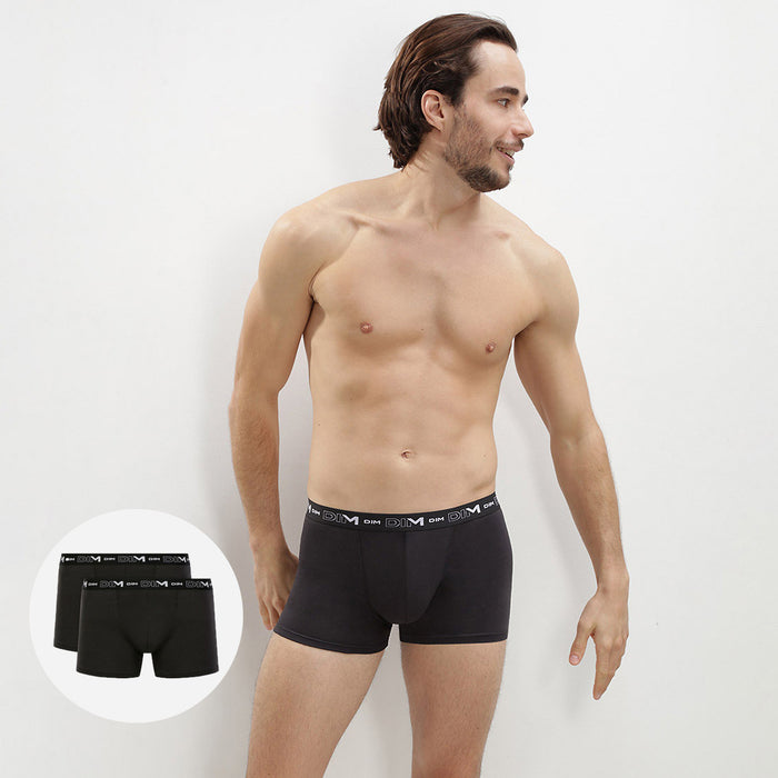 dim Lot de 2 boxers noirs pour homme Coton Stretch