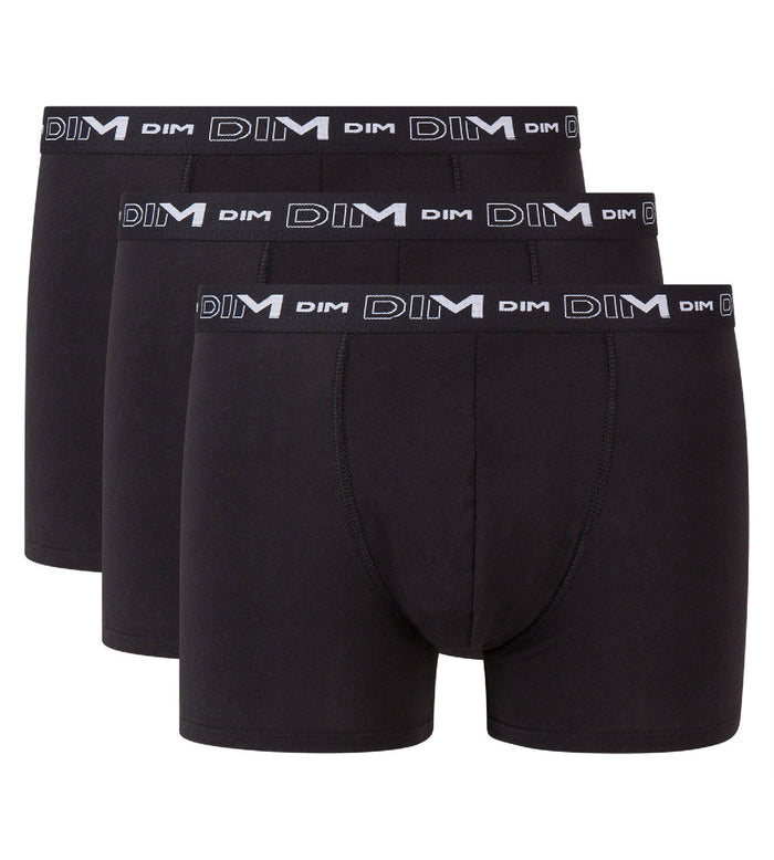 Dim Lot De 3 Boxers Noir Homme En Coton Stretch