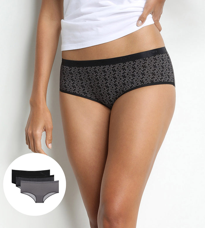 dim Lot de 3 boxers noirs Femme Les Pockets Coton dim Lot de 3 boxers noirs Femme Les Pockets Coton