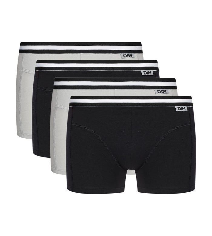 Dim Lot De 4 Boxers Noirs Et Gris ECODIM Coton