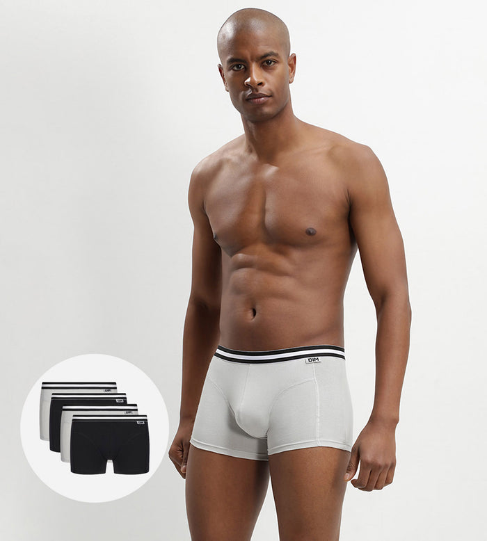 dim Lot de 4 boxers noirs et gris ECODIM Coton