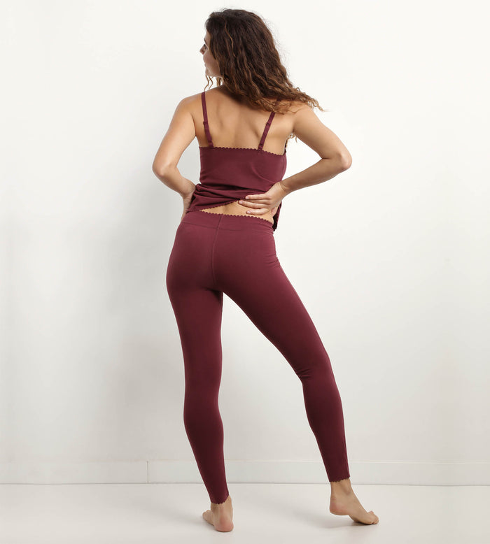 Dim Legging Femme Opaque En Coton Stretch Rubis Foncé Body Touch Easy