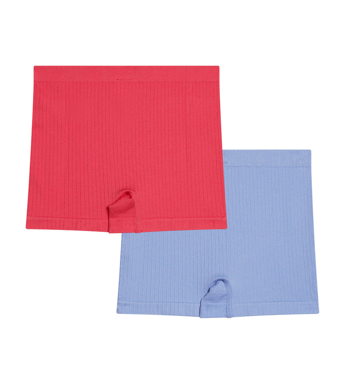Dim Lot De 2 Boxers Fille Microfibre Bleu Chardon Et Rose Dim Sans Couture