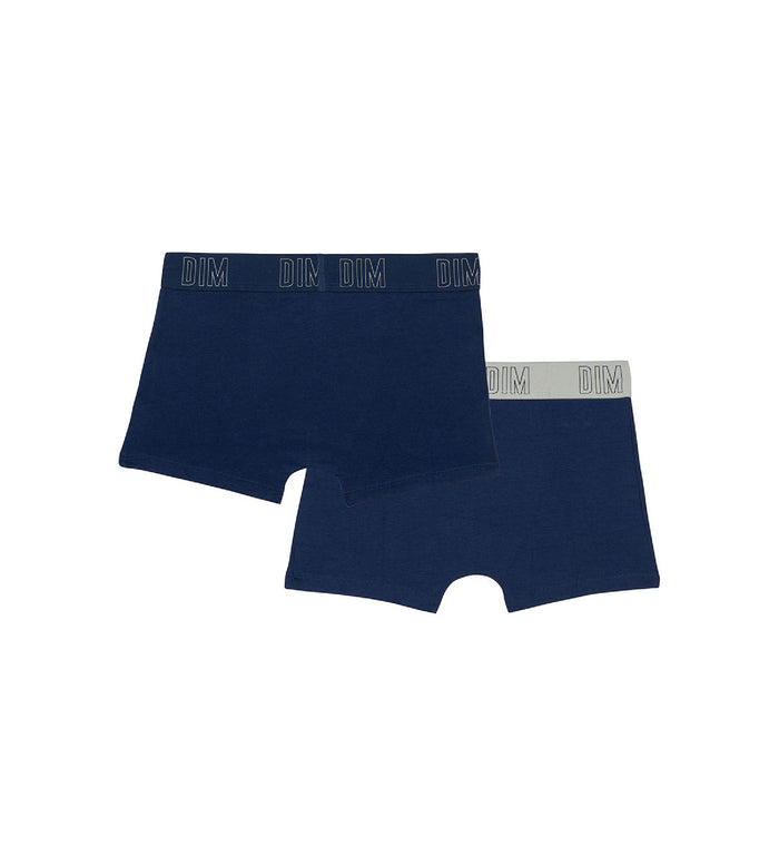 Dim Lot De 2 Boxers Garçon En Coton Bio Bleu Marine Dim Skin Care