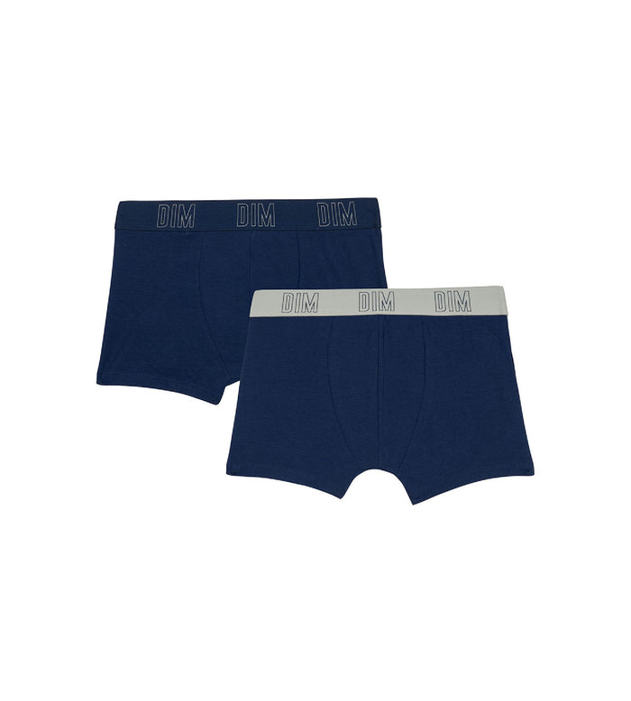 dim Lot de 2 boxers garçon en coton bio Bleu Marine Dim Skin Care