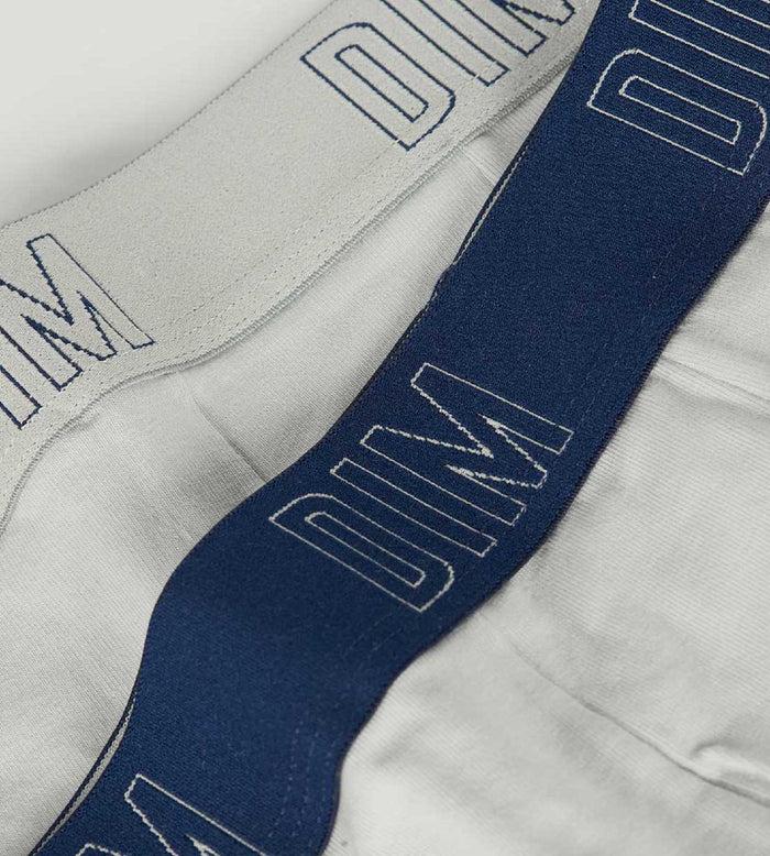 Dim Lot De 2 Boxers Garçon En Coton Bio Gris Bleu Dim Skin Care