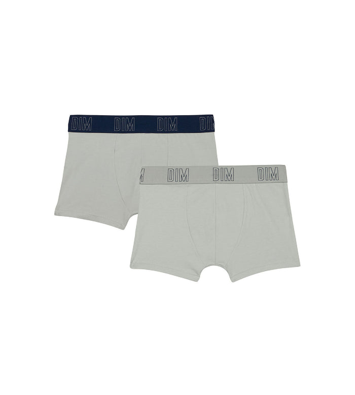 dim Lot de 2 boxers garçon en coton bio Gris Bleu Dim Skin Care