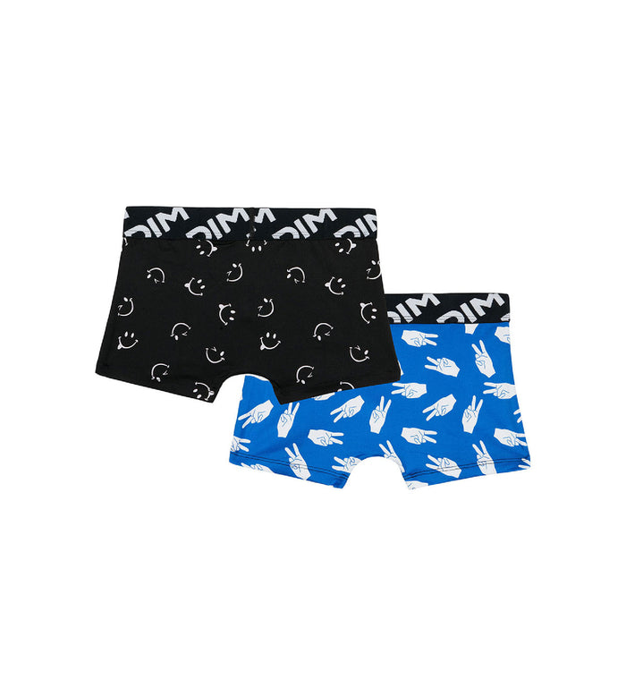 Dim Lot De 2 Boxers Garçons En Microfibre Recyclée Motif Peace Dim Micro