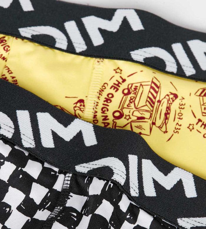 Dim Lot De 2 Boxers Garçons En Microfibre Recyclée Motif Damier Dim Micro