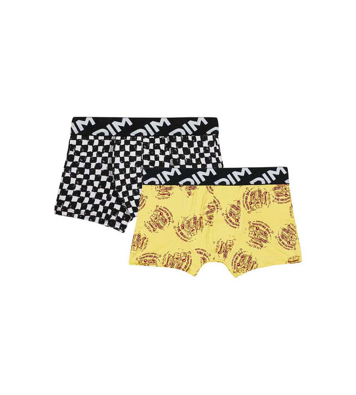 dim Lot de 2 boxers garçons en microfibre recyclée motif damier Dim Micro