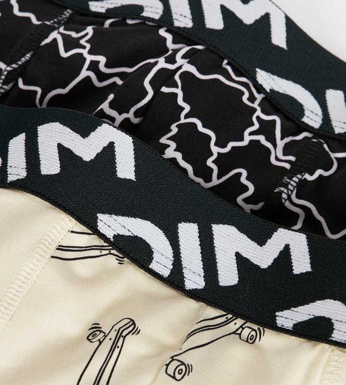 Dim Lot De 2 Boxers Garçons En Microfibre Recyclée Motif Skate Dim Micro