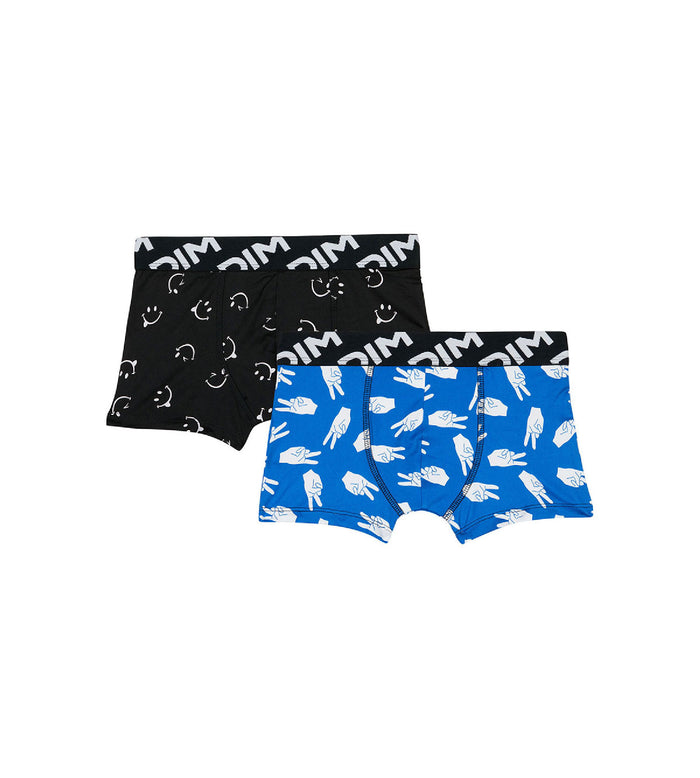 dim Lot de 2 boxers garçons en microfibre recyclée motif peace Dim Micro