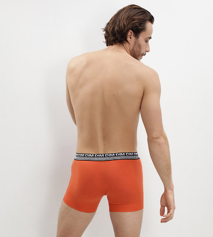 Dim Lot De 2 Boxers Homme En Coton Extensible Bleu Orange Stay And Fit