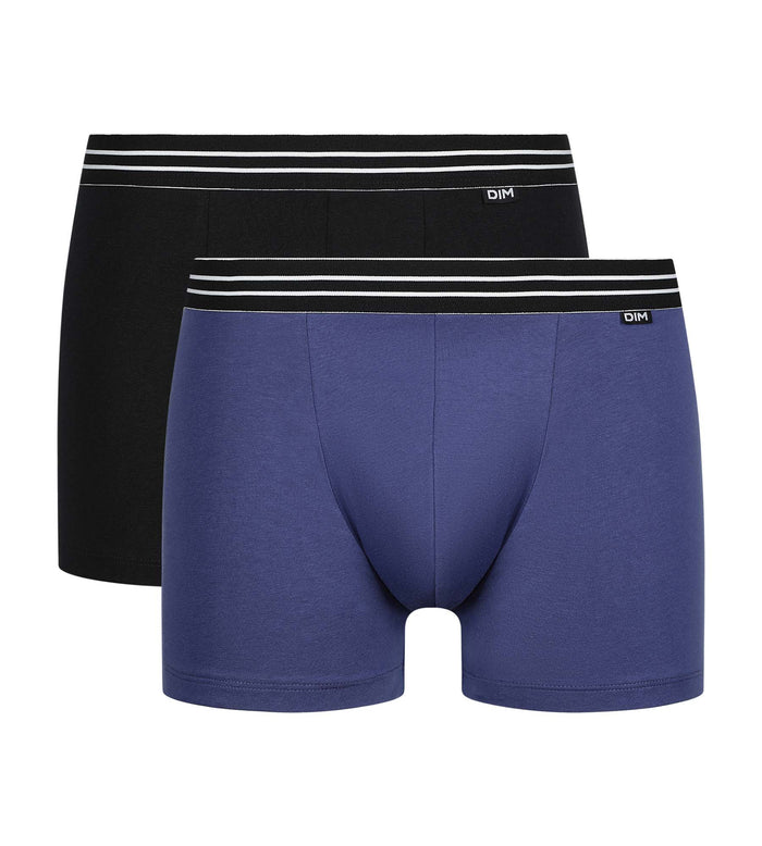 Dim Lot De 2 Boxers Homme En Coton Stretch Bleu Turquin Noir EcoDim