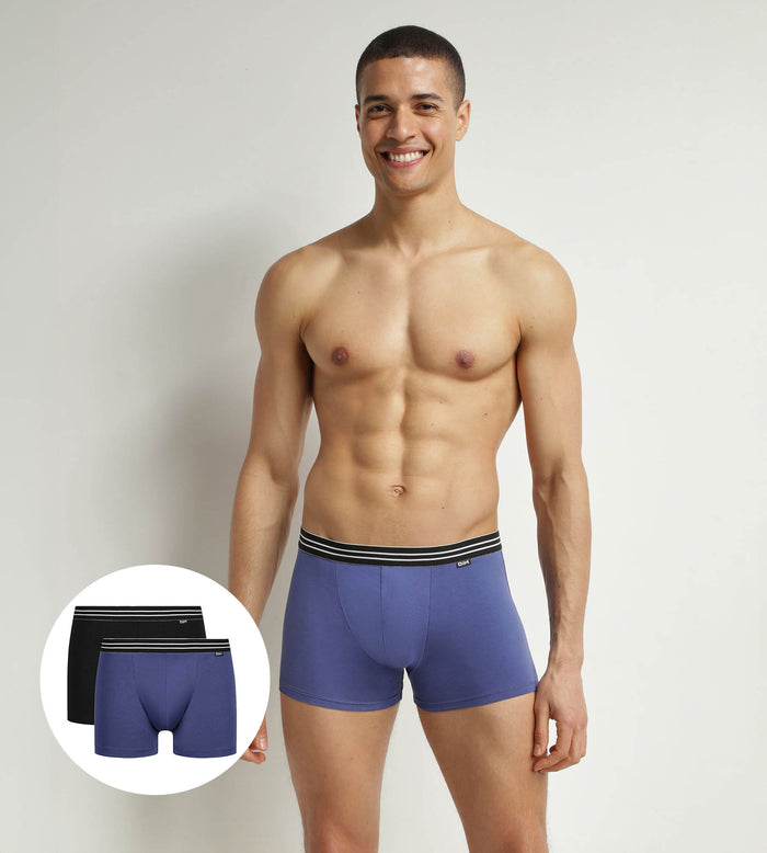 dim Lot de 2 boxers homme en coton stretch Bleu Turquin Noir EcoDim