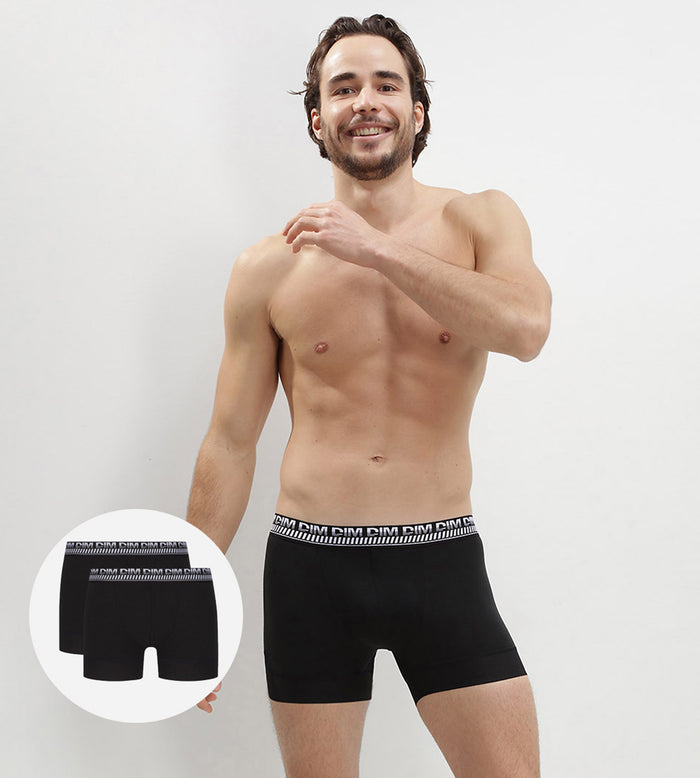 dim Lot de 2 boxers noirs pour homme 3D Stay and Fit