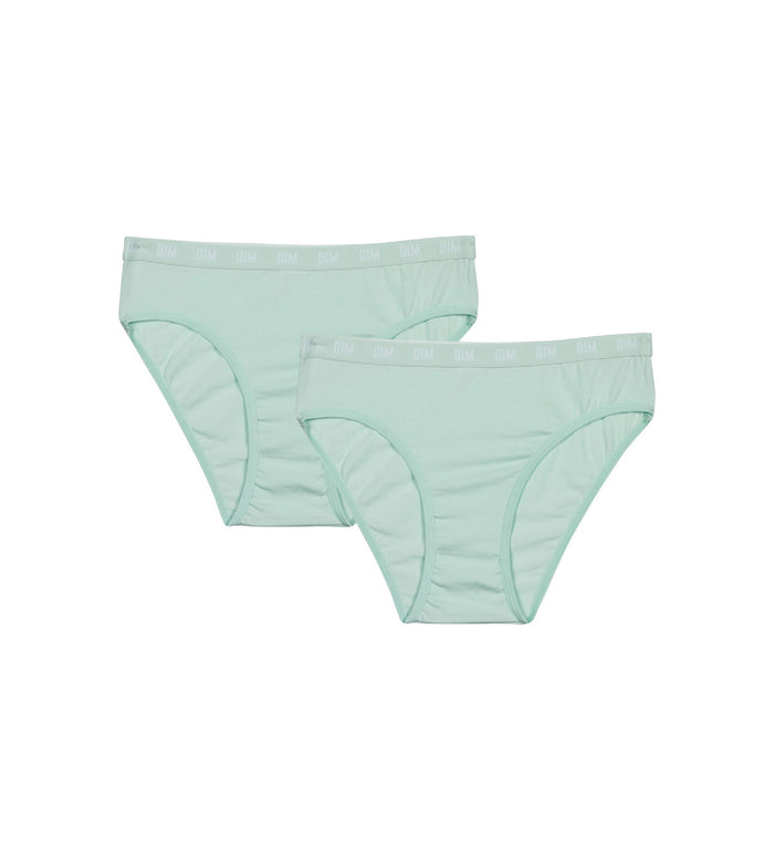 dim Lot de 2 culottes filles en coton bio Bleu Pastel Dim Skin Care