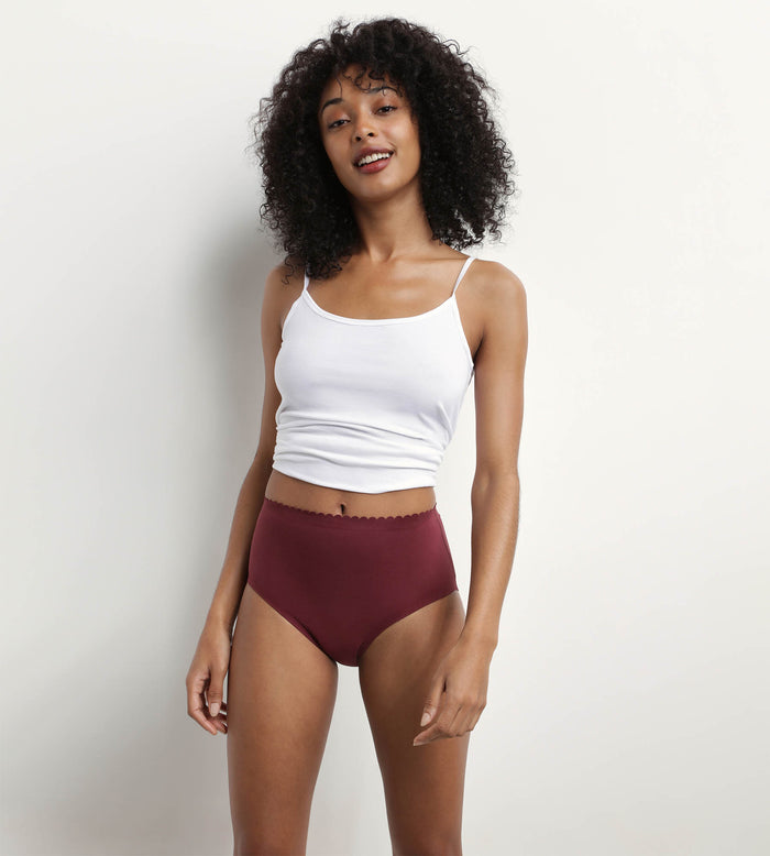 Dim Lot De 2 Culottes Hautes En Coton Stretch Rose Rubis Body Touch Easy