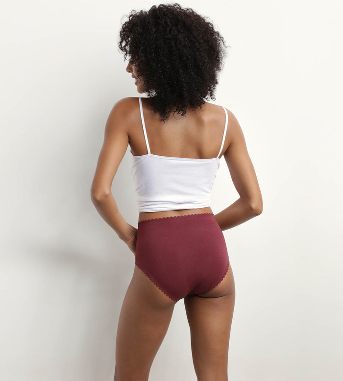 Dim Lot De 2 Culottes Hautes En Coton Stretch Rose Rubis Body Touch Easy