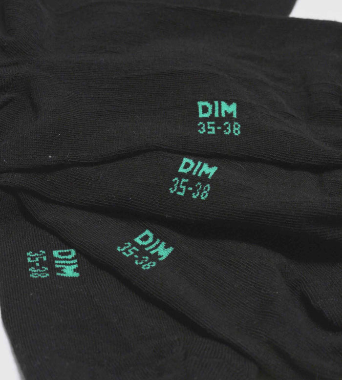 Dim Lot De 2 Paires De Chaussettes Femme En Coton Bio Noir Dim Good