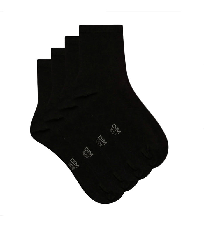 Dim Lot De 2 Paires De Chaussettes Noires Femme Pur Coton
