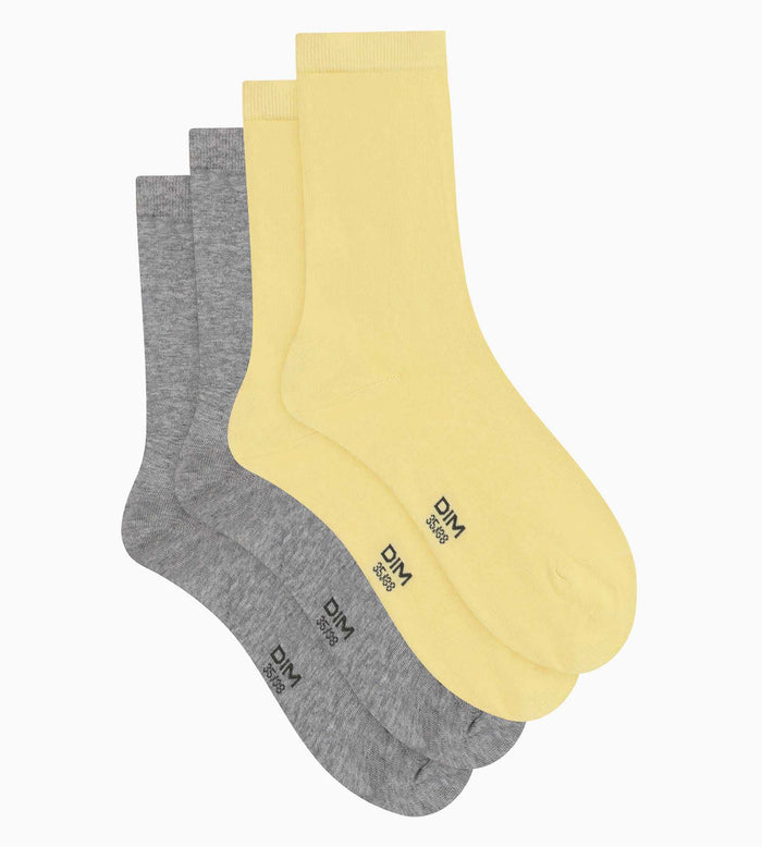 Dim Lot De 2 Paires De Mi-chaussettes Femme En Coton Banane Dim