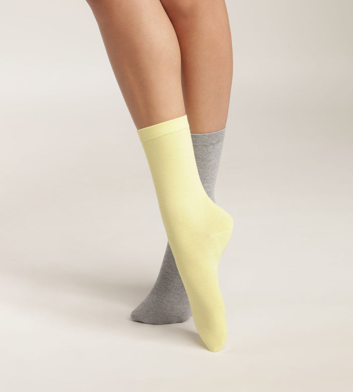dim Lot de 2 paires de mi-chaussettes femme en coton Banane Dim